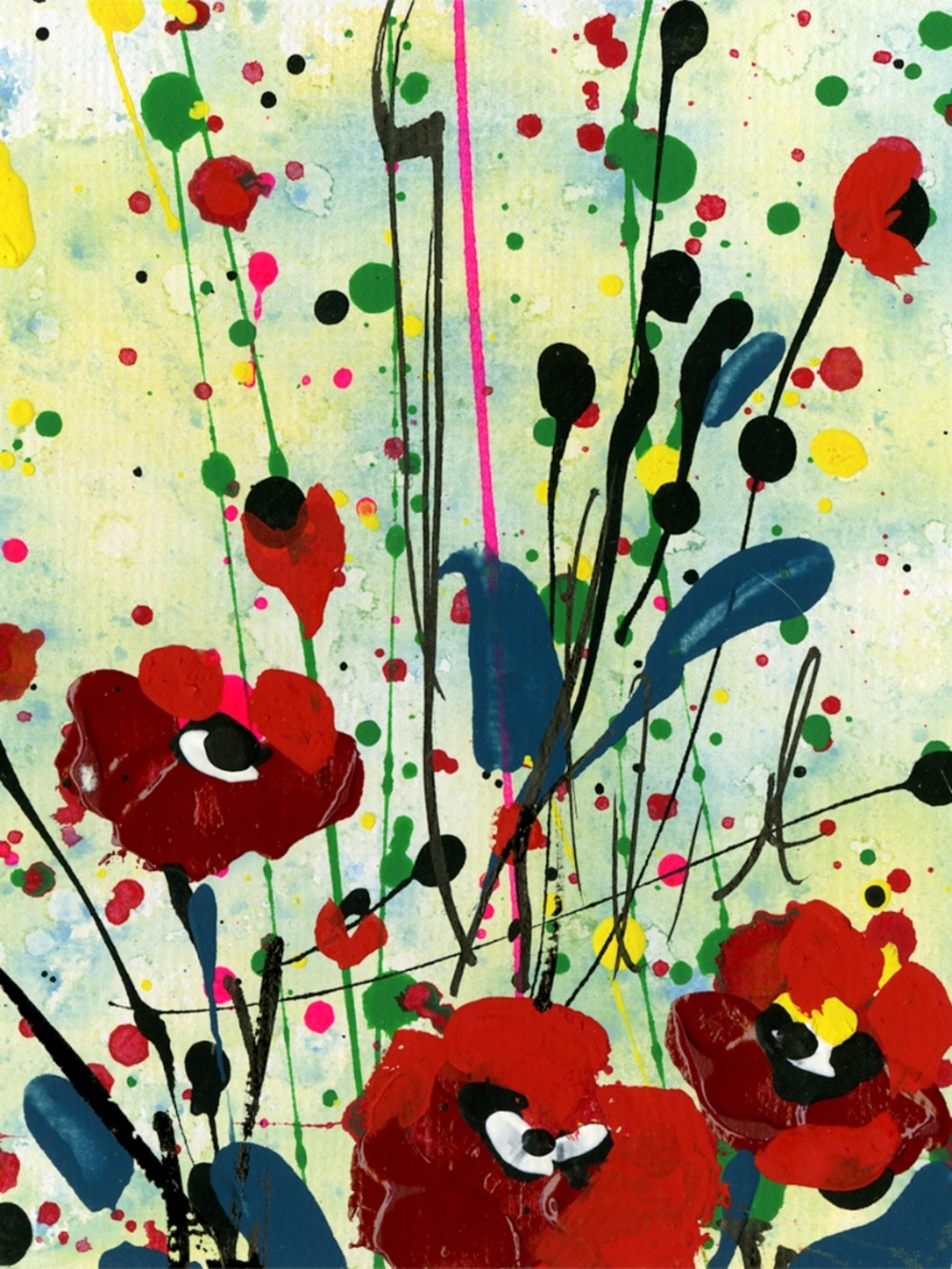 Original Acrylic Floral Paintings on art panel - Poppy Dreams 13